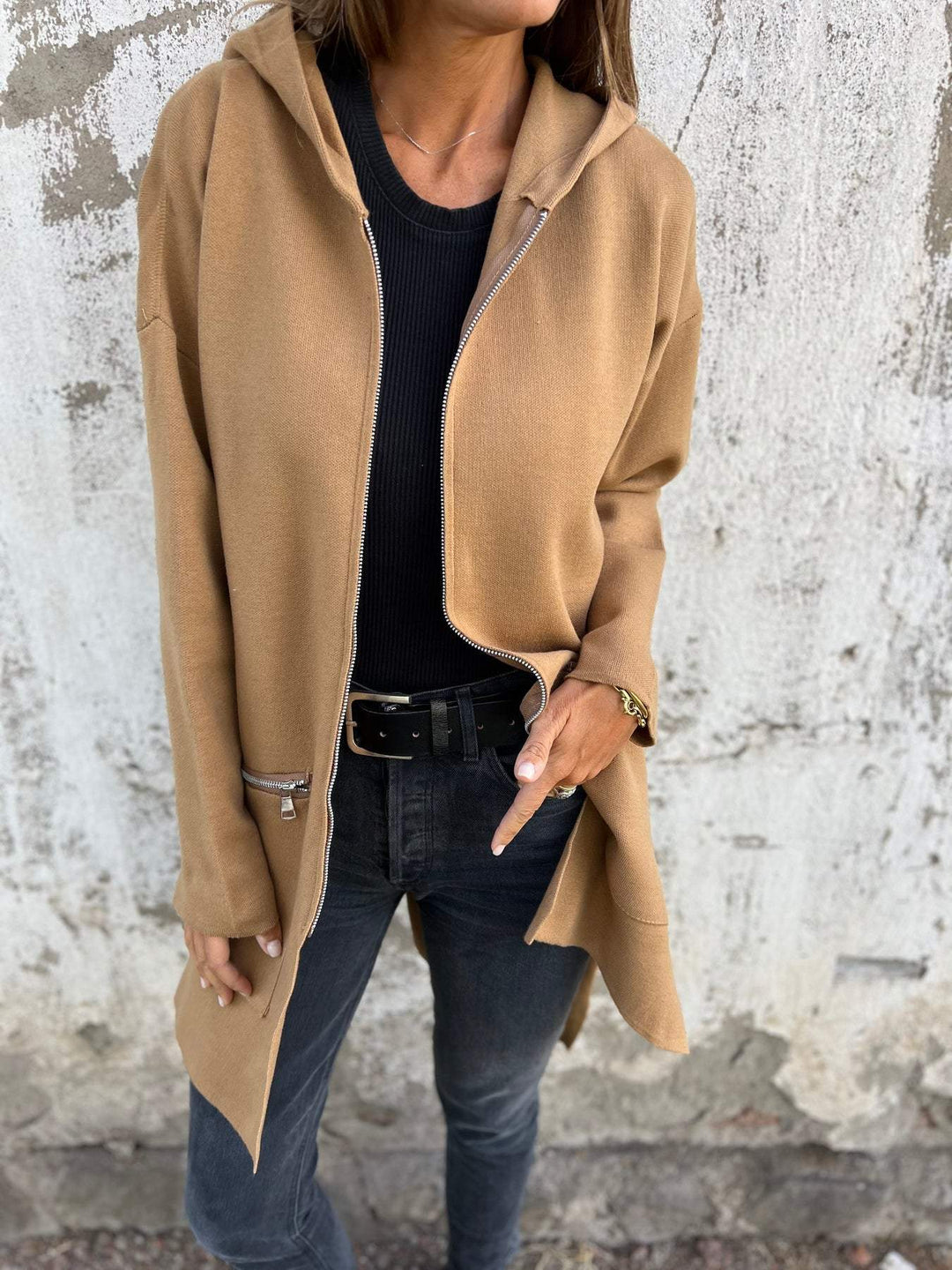 Lena | Ladies Zip-Up Hooded Cardigan