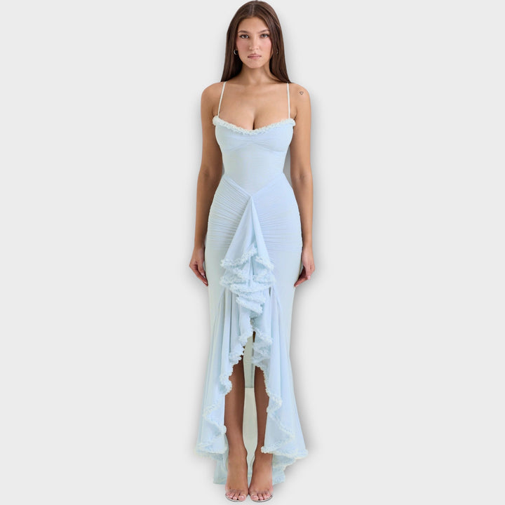 Elegant Ruffled Evening Gown