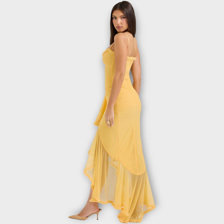 Elegant Ruffled Evening Gown