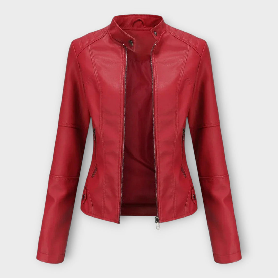 Leather Elegant Blazer with Modern Line and Timeless Style
