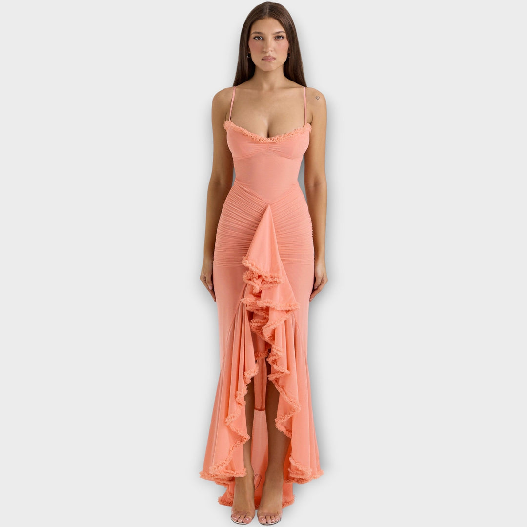 Elegant Ruffled Evening Gown