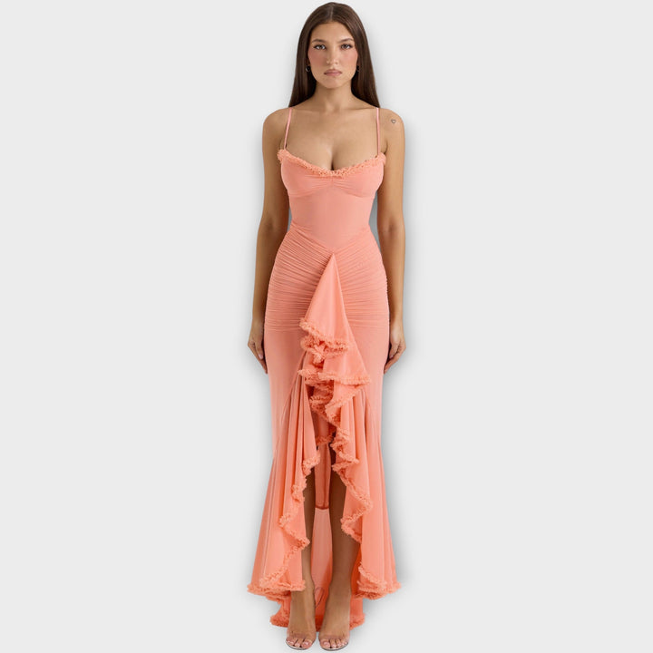 Elegant Ruffled Evening Gown