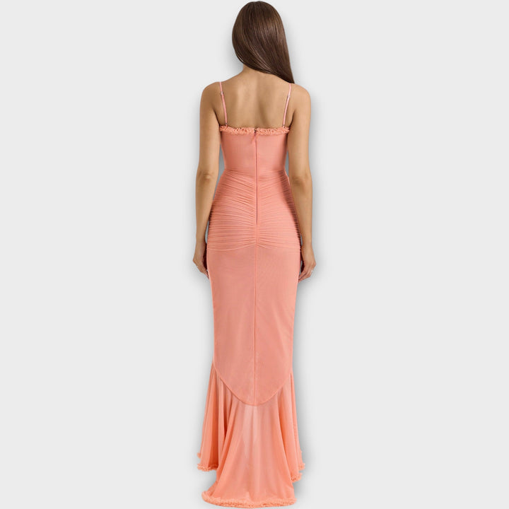 Elegant Ruffled Evening Gown