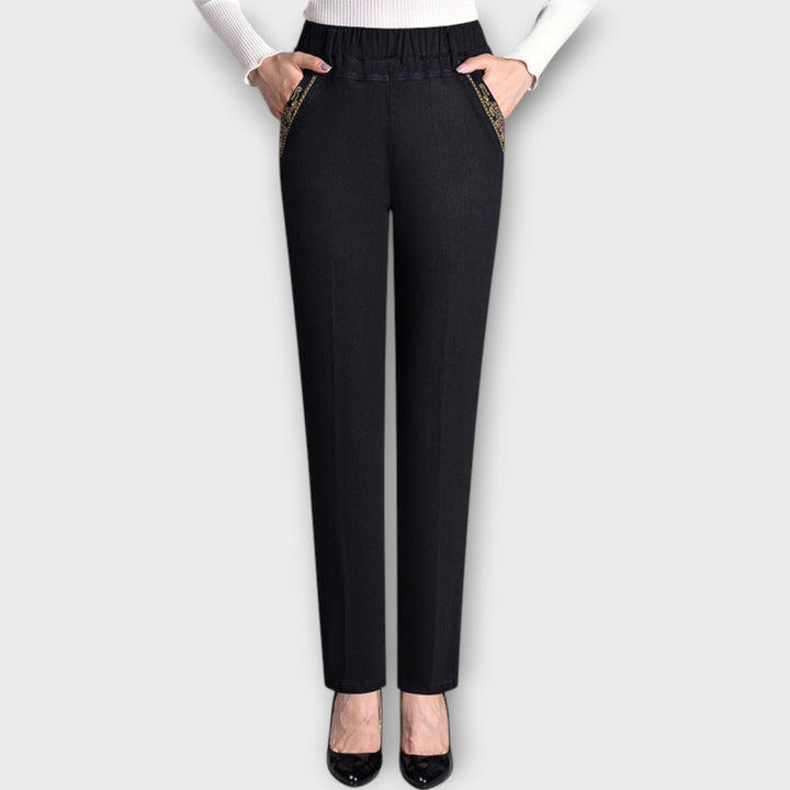 Women's Jeans with Side Pockets and Elastic Waist