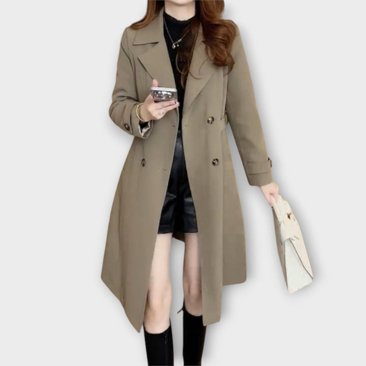 Classic Double-Breasted Trench Coat with Tailored Elegance