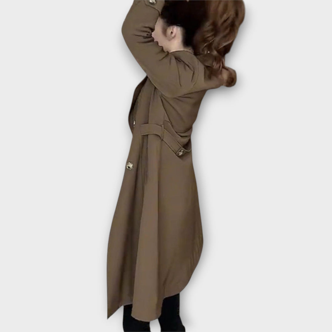 Classic Double-Breasted Trench Coat with Tailored Elegance