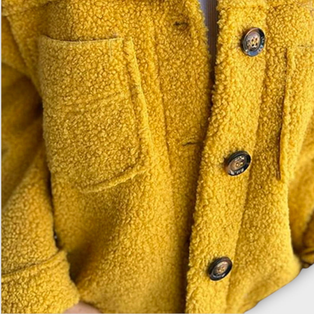 Cozy Charm Button-Front Sherpa Jacket