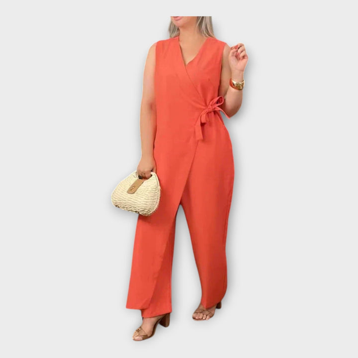 Full-Length Jumpsuit with Waist Tie