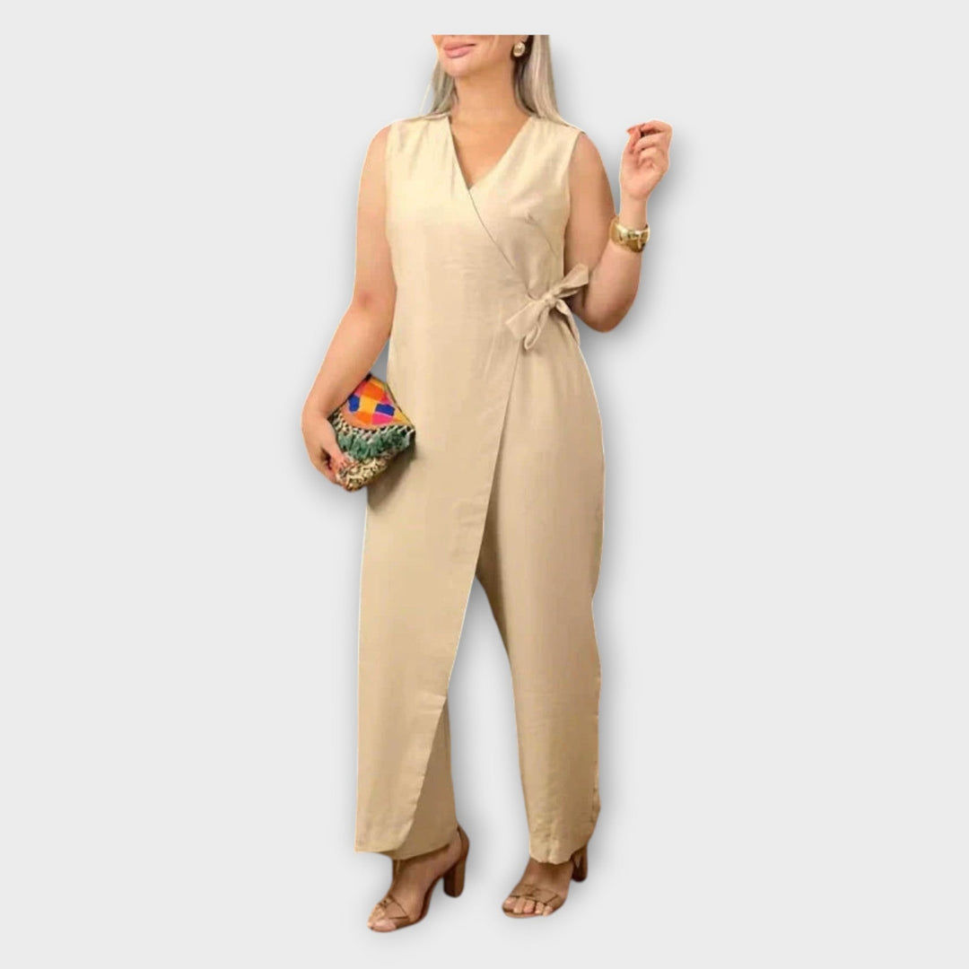 Full-Length Jumpsuit with Waist Tie