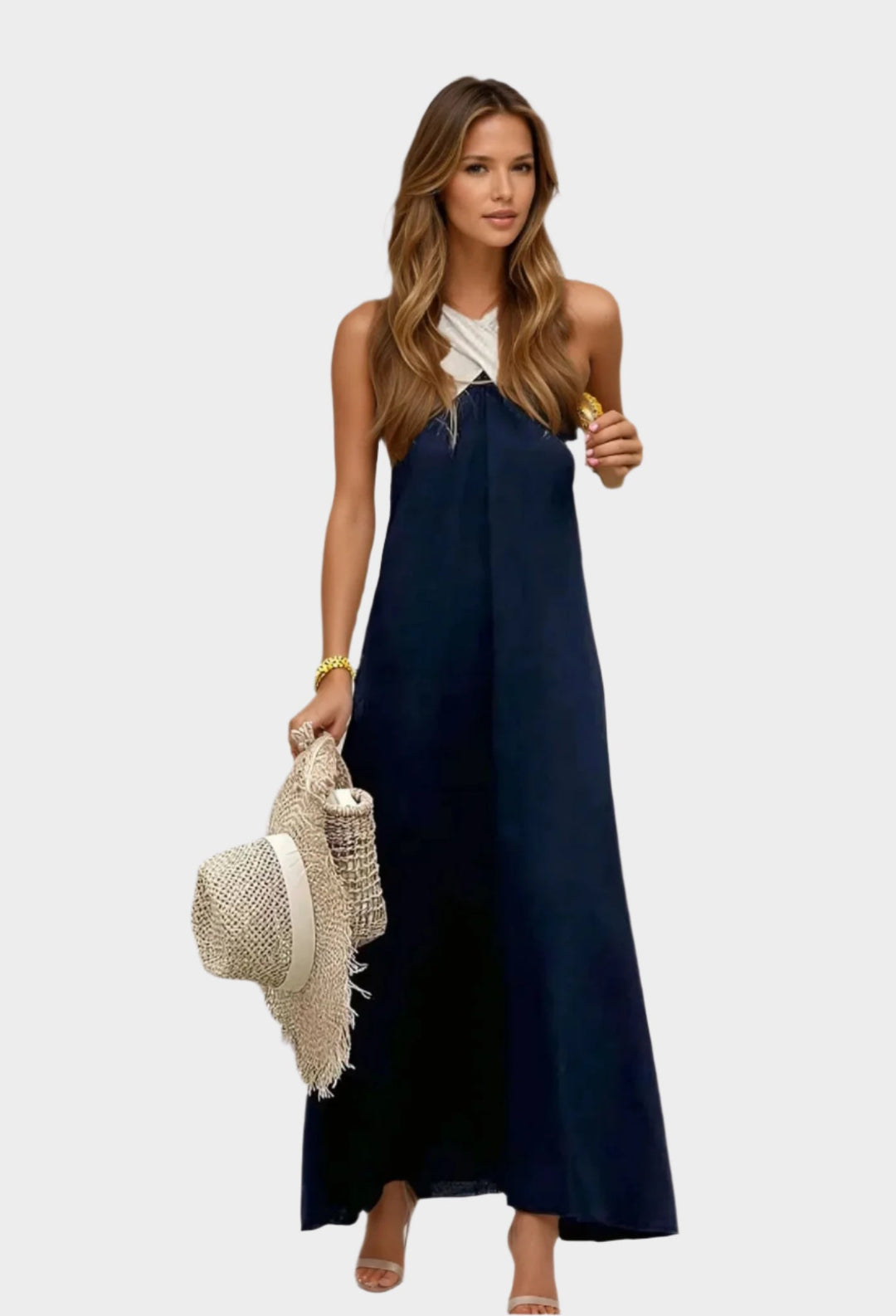 Elegant Dress with Open Neckline