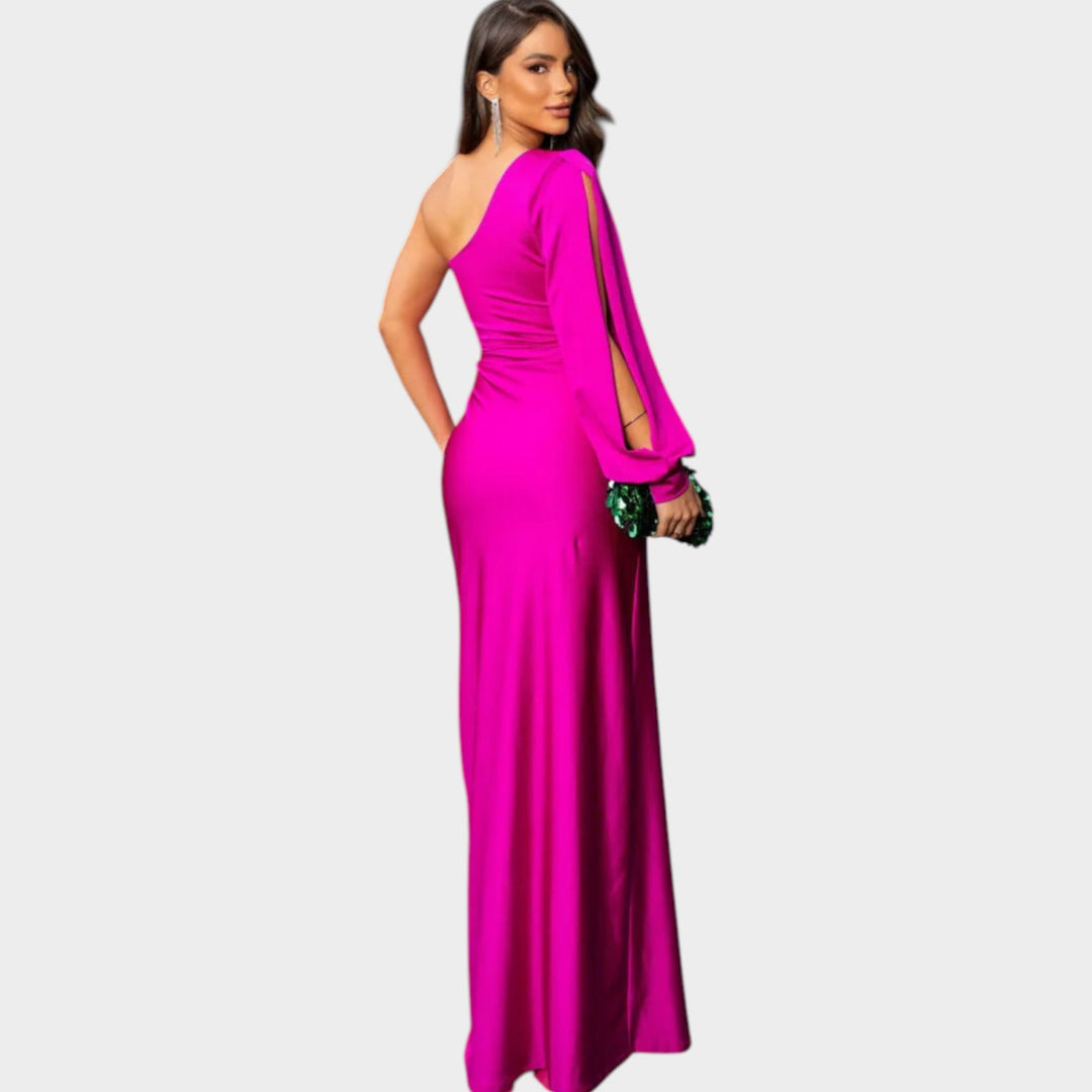 One-Shoulder Satin Evening Gown